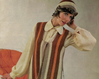 Womens waistcoat PDF vintage crochet pattern sleeveless waistcoat vest jacket matching hat INSTANT download pattern only pdf English only