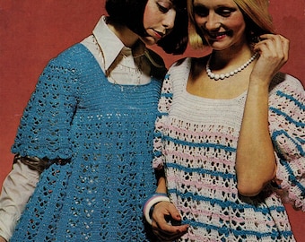 Vintage crochet pattern smock top blouse top pdf INSTANT download pattern only pdf cover up English only