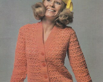 Womens crochet cardigan jacket vintage crochet pattern pdf INSTANT download pattern only English only