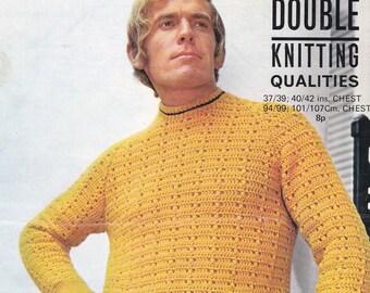 PDF crochet men's sweater jumper vintage crochet pattern pdf INSTANT download pattern only pdf 1970s