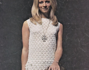 Womens vintage crochet dress pattern dress pdf INSTANT download pattern only pdf 1970s