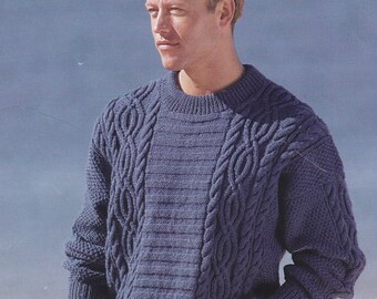 PDF vintage men's cable sweater vintage knitting pattern pdf INSTANT download pattern only pdf double knitting English only