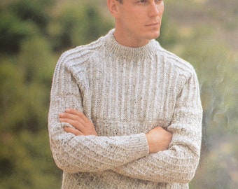 PDF men's textured sweater vintage knitting pattern pdf INSTANT download pattern only pdf  36 38 40 42 and 44 inches English only