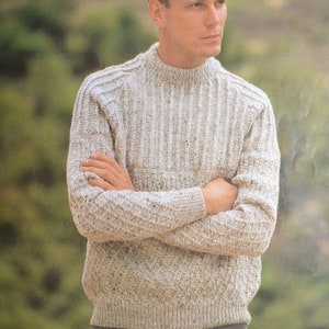 PDF men's textured sweater vintage knitting pattern pdf INSTANT download pattern only pdf  36 38 40 42 and 44 inches English only