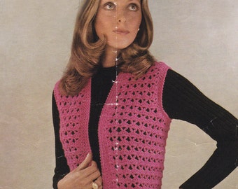 Womens waistcoat PDF vintage crochet pattern sleeveless waistcoat vest jacket pdf INSTANT download pattern only pdf English only