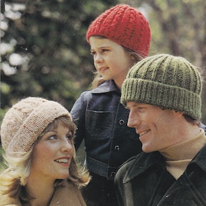 PDF womens mens kids hats hat chunky vintage UK knitting pattern pdf INSTANT download pattern English only pdf