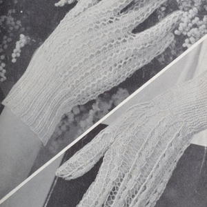 PDF vintage glove pattern knitted lace gloves two designs pdf INSTANT download  pattern only 1950s English only