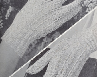 PDF vintage glove pattern knitted lace gloves two designs pdf INSTANT download  pattern only 1950s English only