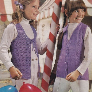 Kid&#39;s crochet pattern knitting pattern sleeveless waistcoat vest pdf INSTANT download crochet pattern only pdf 1970s English only