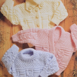 Vintage knitting pattern hooded sweater jacket cardigan aran cable child pdf download pattern only pdf English only
