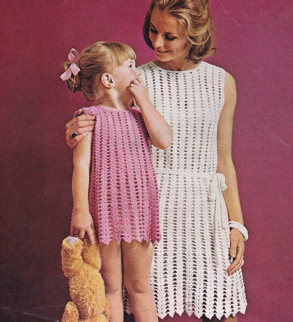 Vintage crochet dress pattern mother daughter dress pdf | Etsy