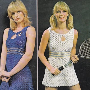 PDF crochet mini dress vintage crochet pattern pdf INSTANT download pattern only pdf 1970&#39;s dress two lengths English only