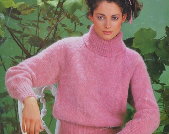 PDF Vintage chunky jumper sweater polo neck knitting pattern knitted pdf INSTANT download only English only