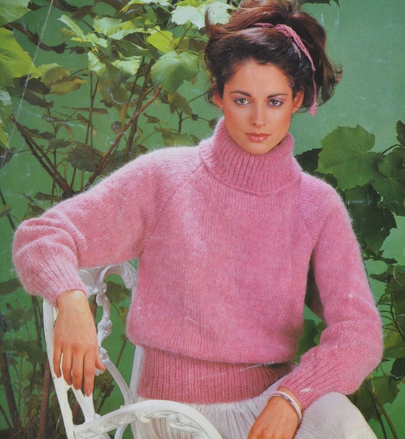 PDF Vintage chunky jumper sweater polo neck knitting pattern knitted pdf  INSTANT download only English only
