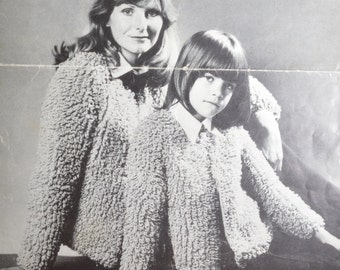 PDF loopy jacket sizes loop vintage knitting pattern pdf INSTANT download mother daughter cardigan pattern only pdf 1970s English only