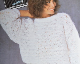 Vintage knitting pattern lacy look sweater lady's pdf INSTANT download pattern only odpins teen sizes English only