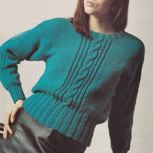 Womens easy knit sweater vintage knitting pattern cable pattern sweater pdf INSTANT download pattern only pdf English only