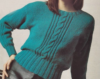 Womens easy knit sweater vintage knitting pattern cable pattern sweater pdf INSTANT download pattern only pdf English only