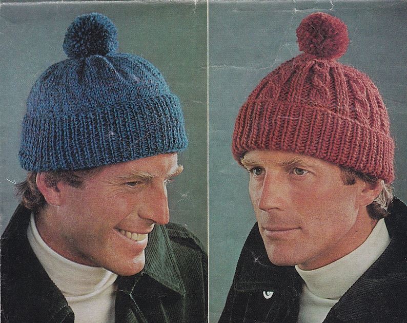 Vintage Knitting Pattern Men's Hat Hats Balaclava Peaked Etsy