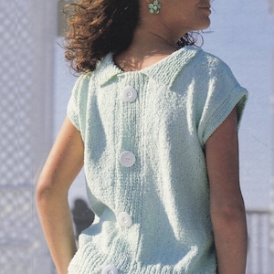 Womens button back top pattern PDF knitted sun top sleeveless vintage knitting pattern pdf INSTANT download only pdf 1980s English only