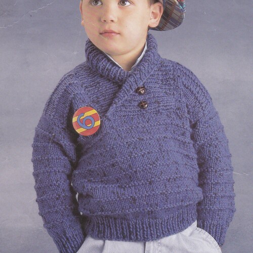 KNITTING PATTERN Shawl Collar Sweater 6 Sizes Baby - Etsy