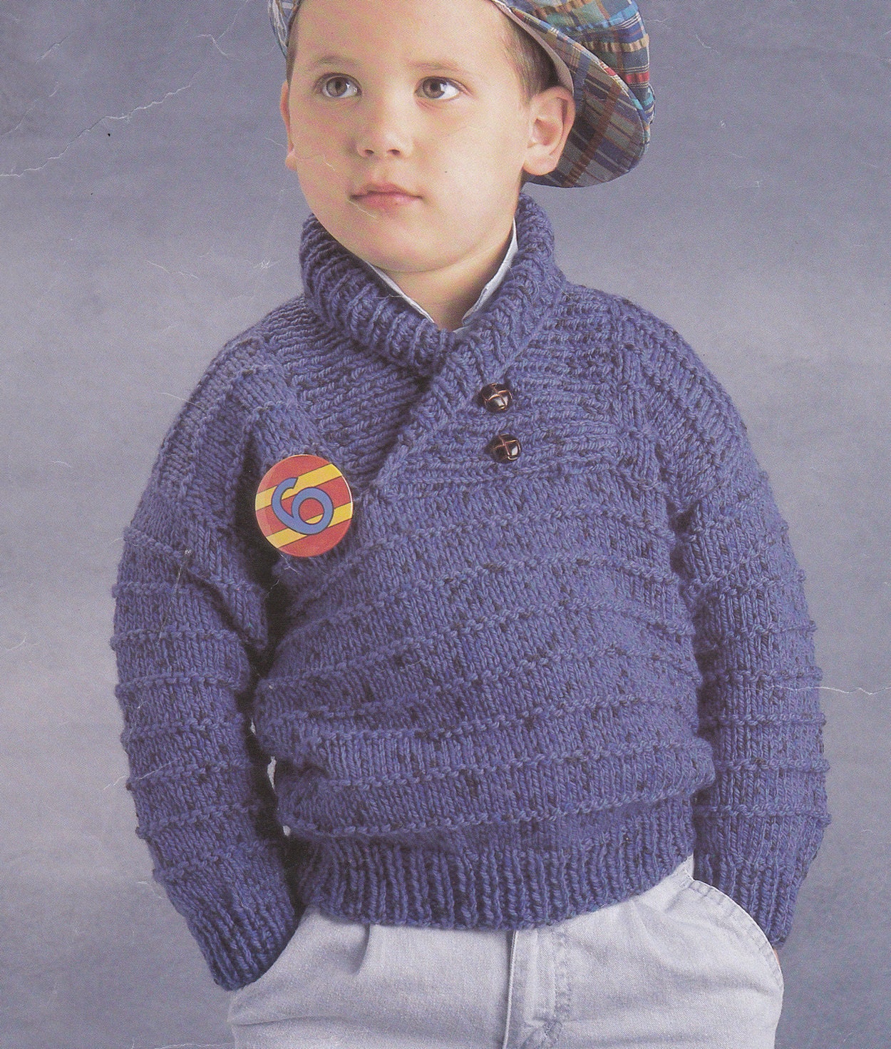 Calligrapher dictator Pardon Vintage Knitting Pattern Boys Chunky Sweater Shawl Collar - Etsy