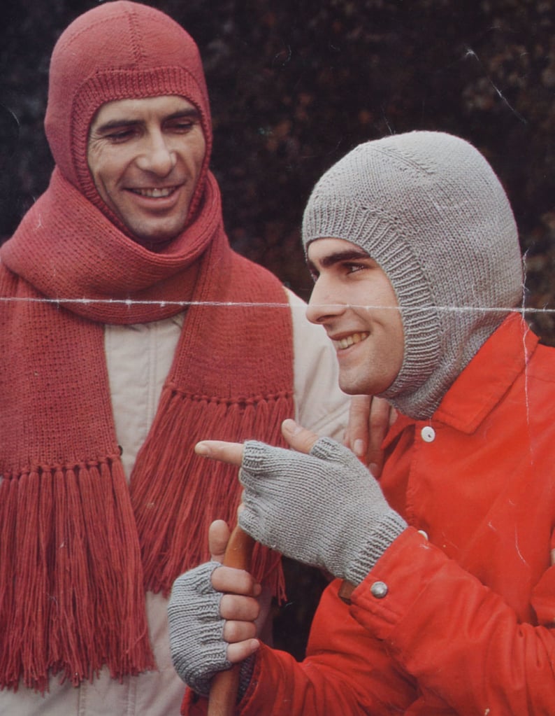 Vintage Knitting Pattern Men's Balaclava Scarf Fingerless Etsy