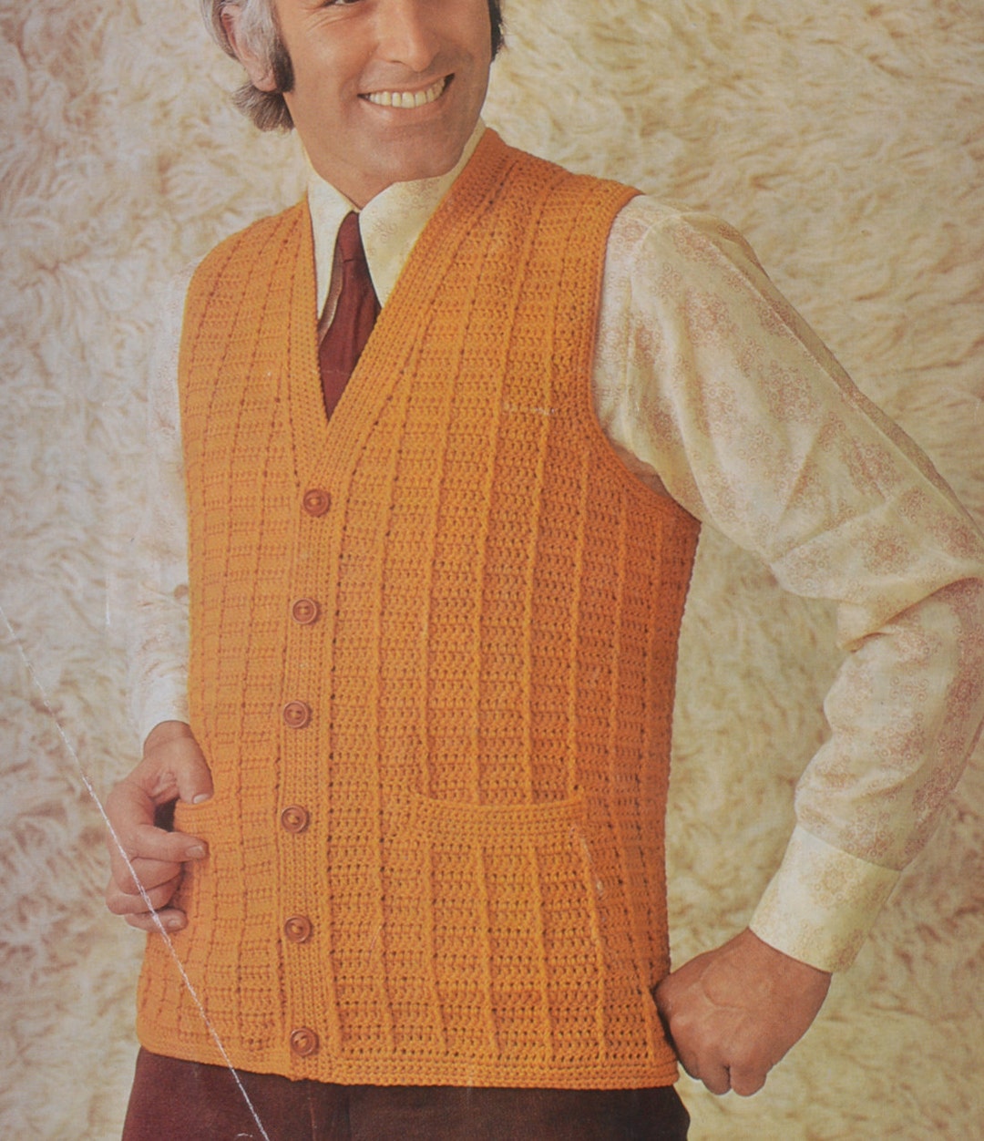 PDF Crochet Men's Waistcoat Vest Vintage Crochet Pattern Pdf Instant ...