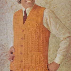 PDF crochet men's waistcoat vest vintage crochet pattern pdf instant download pattern only pdf 1970s English only