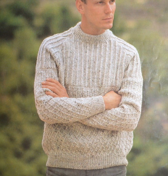PDF Men's Textured Sweater Vintage Knitting Pattern Pdf INSTANT