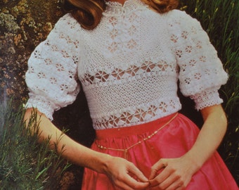 PDF Vintage crochet blouse pattern crocheted evening blouse pdf INSTANT download pattern only pdf 1970s English only