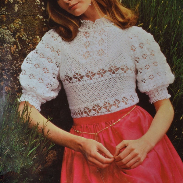 PDF Vintage crochet blouse pattern crocheted evening blouse pdf INSTANT download pattern only pdf 1970s English only