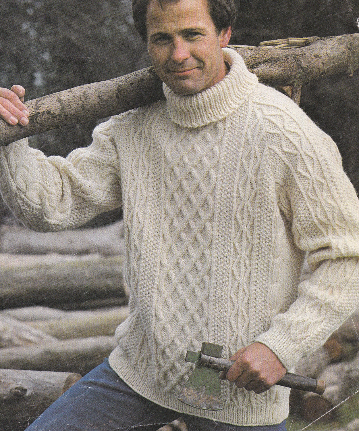 Vintage Men's Cable Polo Neck Sweater Turtle Neck Vintage - Etsy UK