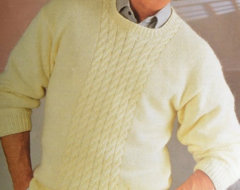 Men's cable sweater vintage knitting pattern pdf INSTANT download pattern only pdf in English only