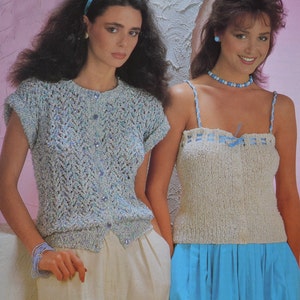 PDF Vintage camisole top and sleeveless cardigan UK knitting pattern knitted pdf INSTANT download only English only