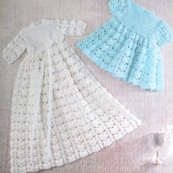 Baby dress pdf vintage crochet pattern baby christening dress two lengths pdf INSTANT download pattern only pdf English only