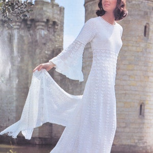PDF Vintage crochet dress pattern crocheted wedding dress stole pdf INSTANT download pattern only pdf 1970s English only