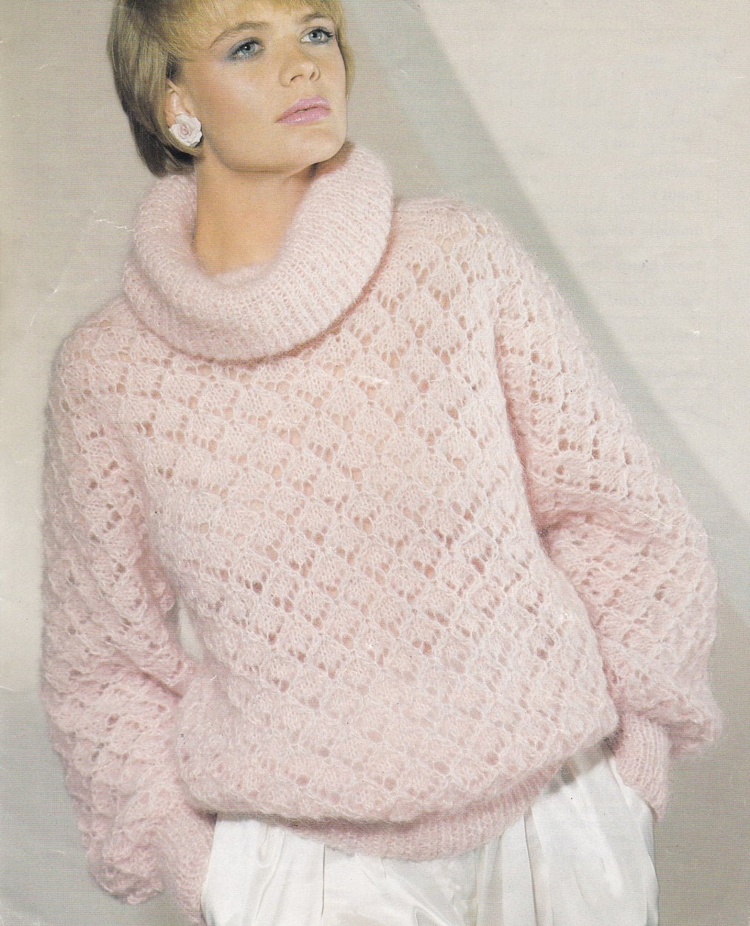 PDF Cowl Neck Sweater Jumper Vintage Knitting Pattern Pdf - Etsy