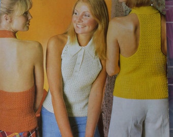 PDF crochet halter tops top summer vintage crochet pattern pdf INSTANT download pattern only pdf 1970s English only