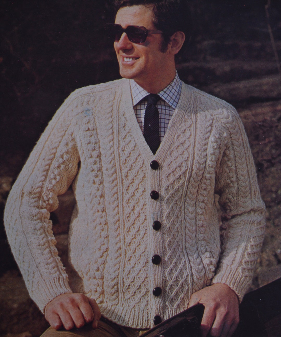 Men's Aran Cable Cardigan Sizes 36 to 44 Inch Vintage Knitting Pattern ...