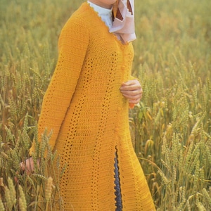 Womens crochet coat jacket long vintage crochet pattern pdf INSTANT download pattern only 1970s English only