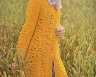 Womens crochet coat jacket long vintage crochet pattern pdf INSTANT download pattern only 1970s English only