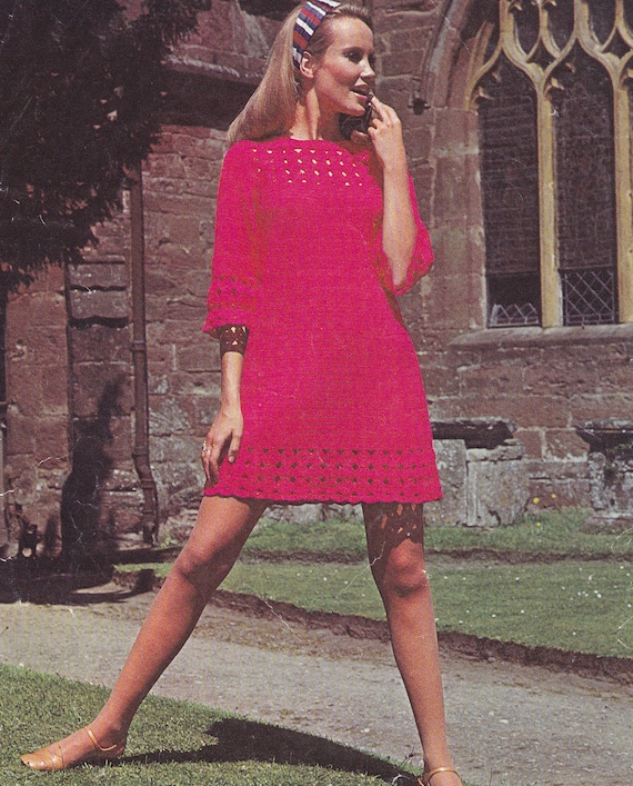 PDF crochet dress vintage crochet pattern pdf INSTANT download pattern only  pdf tunic dress English only