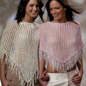 PDF poncho cover up vintage knitting pattern pdf INSTANT download summer top pattern only pdf DK two lengths English only