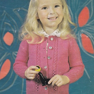 Vintage knitting pattern girl&#39;s cute cardigan 4 ply double knitting pdf INSTANT download pattern only pdf girls English only