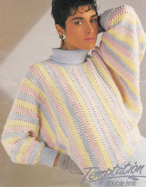 PDF Womens Polo Neck Batwing Style Sweater Jumper Vintage Knitting