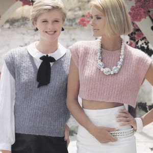 PDF womens crop top slip over slipover vintage knitting pattern pdf INSTANT download pattern only pdf 1980s English only