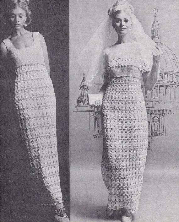 Vintage crochet wedding dress cheap