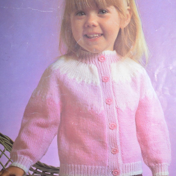 PDF girls yoked cardigan vintage knitting pattern pdf INSTANT download pattern only pdf English only