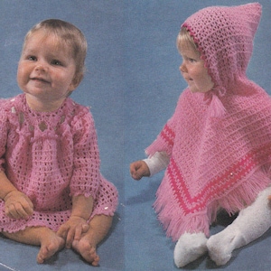 Baby crochet poncho vintage crochet pattern angel top hooded poncho pdf INSTANT download baby pattern only pdf 1970s 20 inch English only